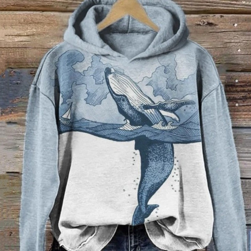 Women's Draped Hooded Sweatshirt Loose Casual Coat