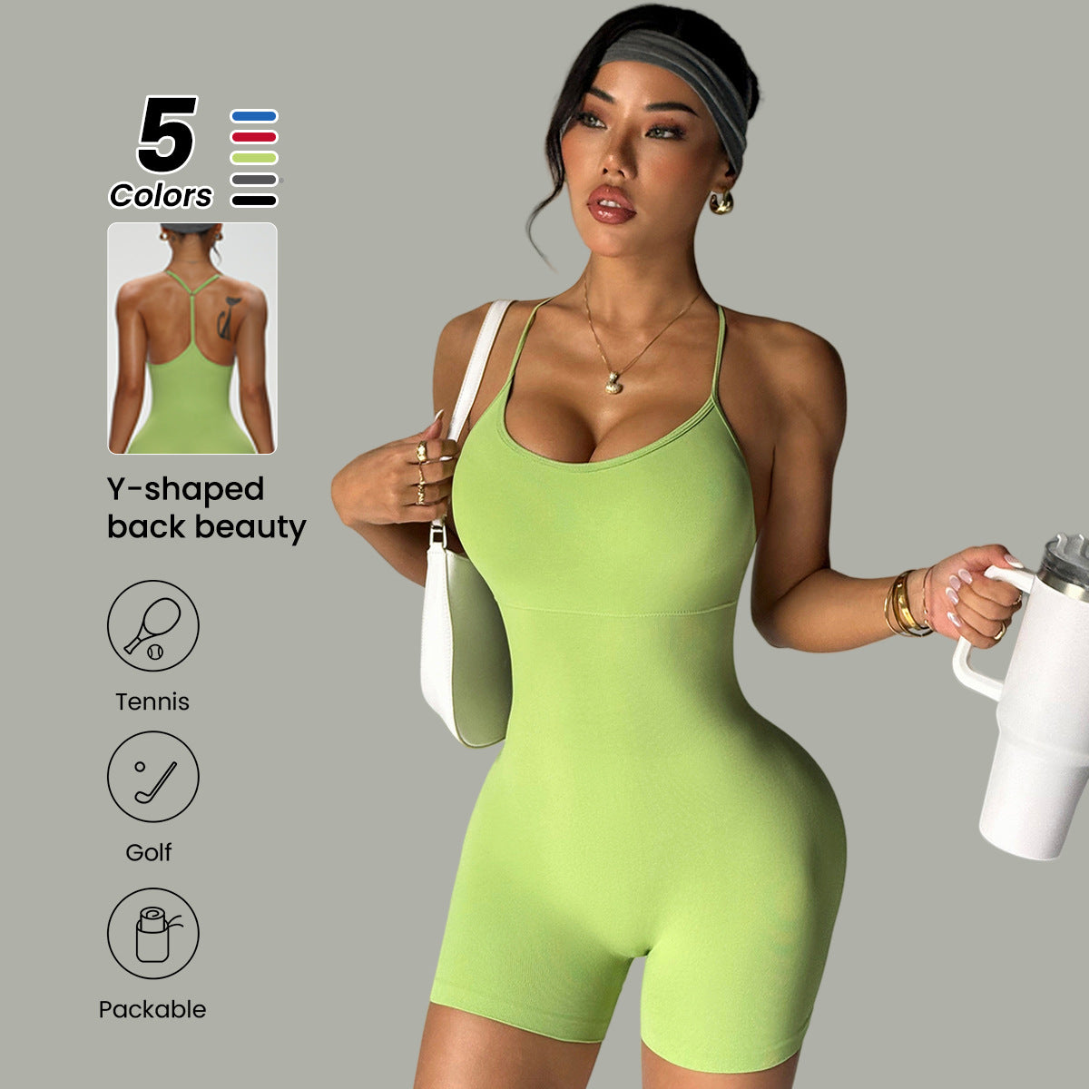 Cross-Strap Fitness Bodysuit for Shaping & Workout