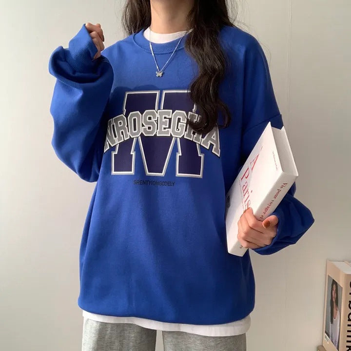 Korean Style Loose Sports Fleece Hoodie for Women