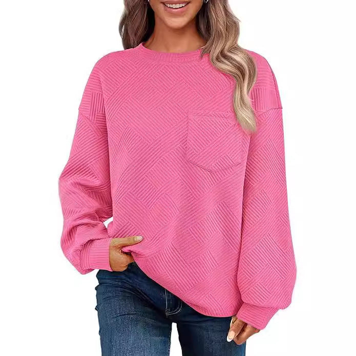 Cozy Drop-Shoulder Textured Long-Sleeve Sweater