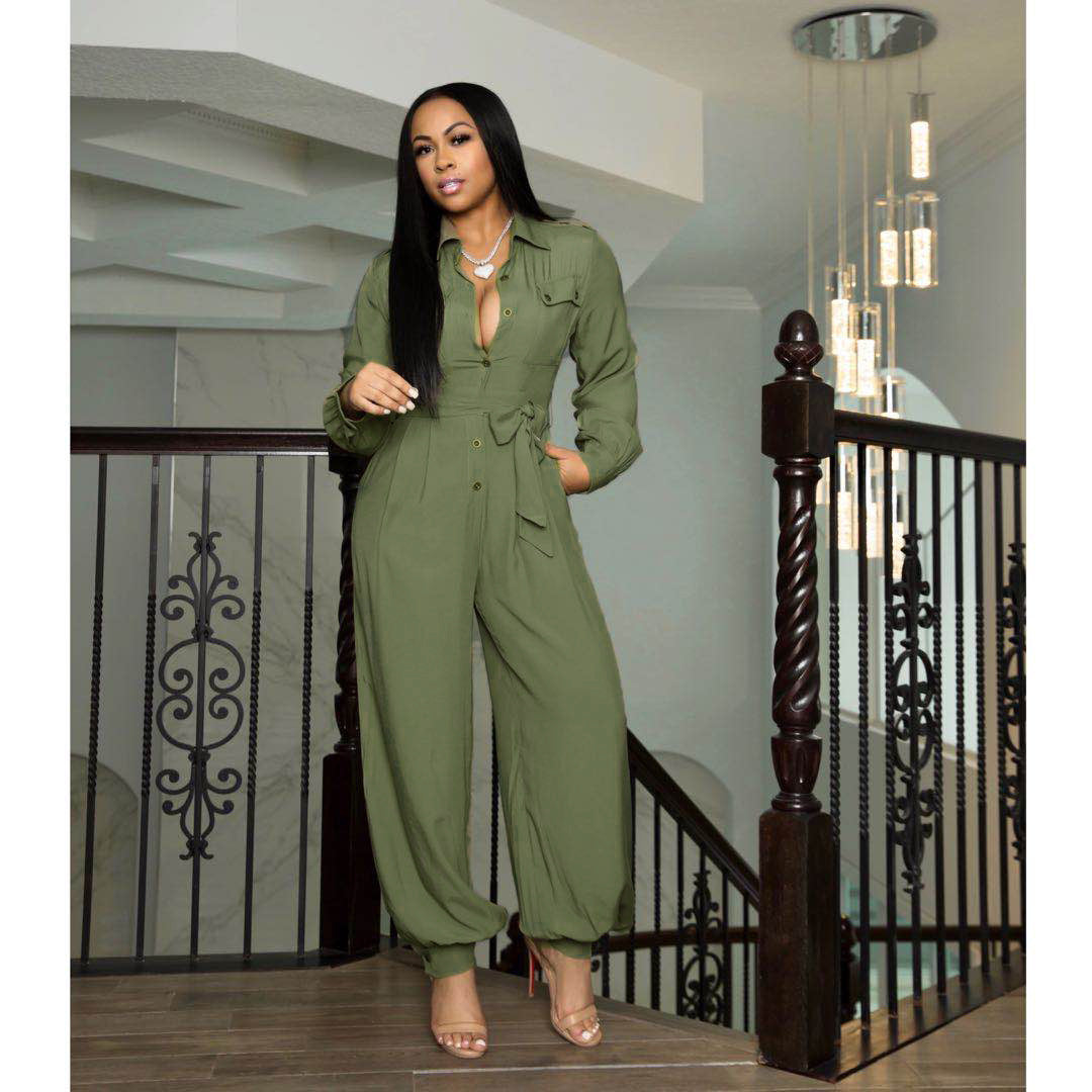 Women's Solid Color Loose Casual Jumpsuit