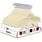 20/ 50 Pack Velvet-Flocked Non-Slip Hangers, Deluxe Slimline Suit Hangers Space Optimized, Reinforced Thick Clothes Hangers for Winter Coats & Knitwear