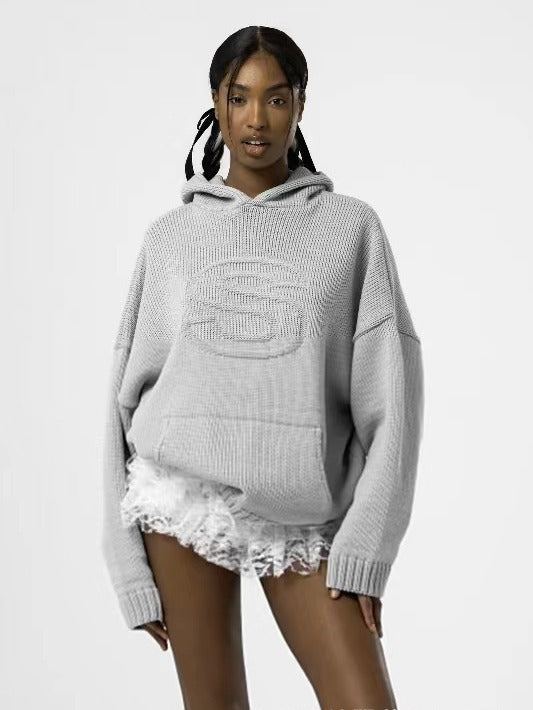 Women's Cozy Hooded Pullover Sweater with Pockets