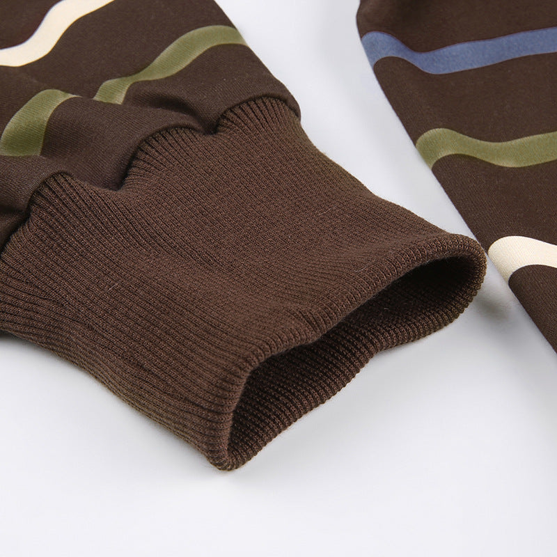 Chic Striped Loose Hooded Sweater for Women