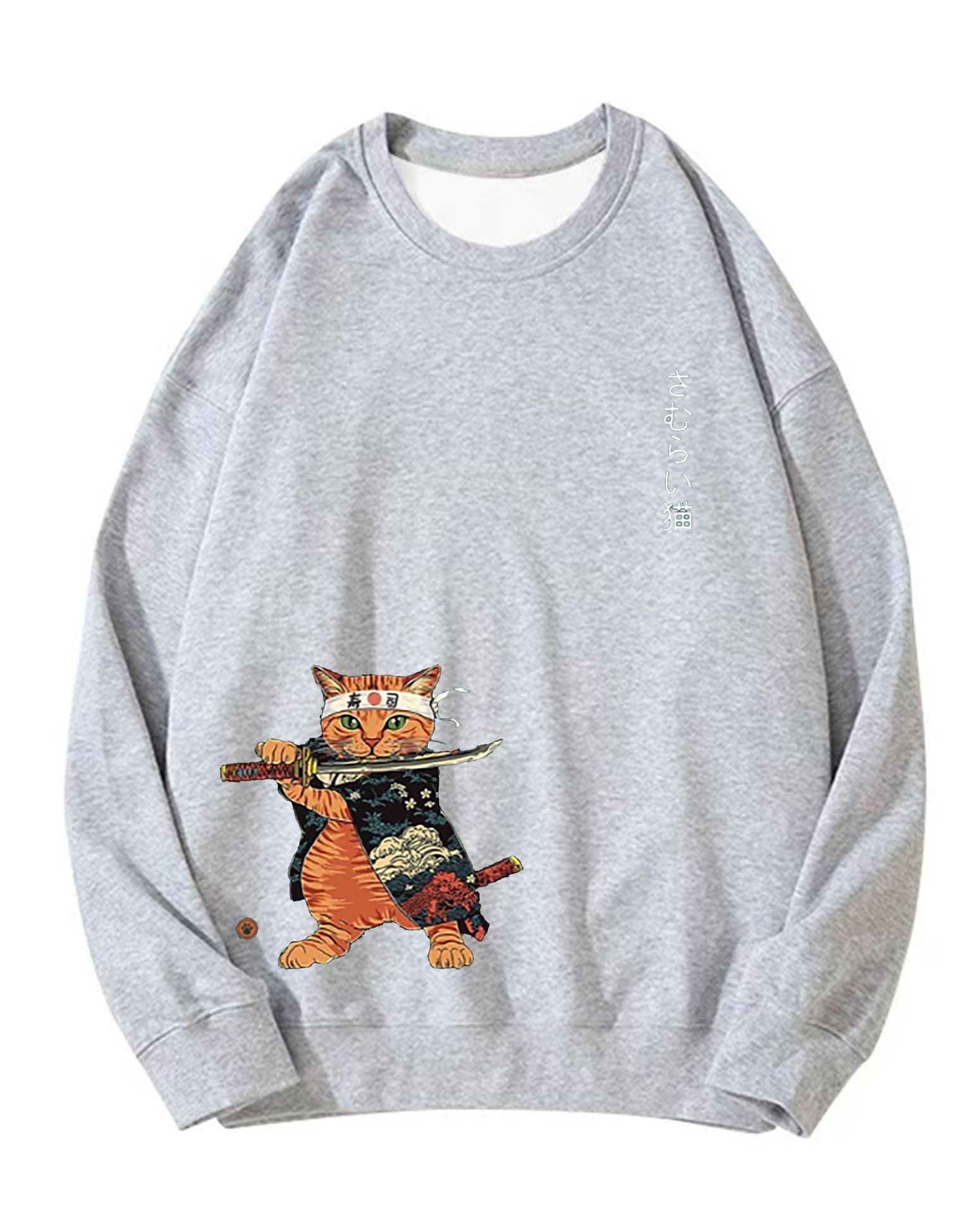 Japanese Anime Cat Print Oversized Cotton Hoodie