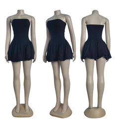 Sleeveless Figure-Hugging Strapless Bubble Mini Dress