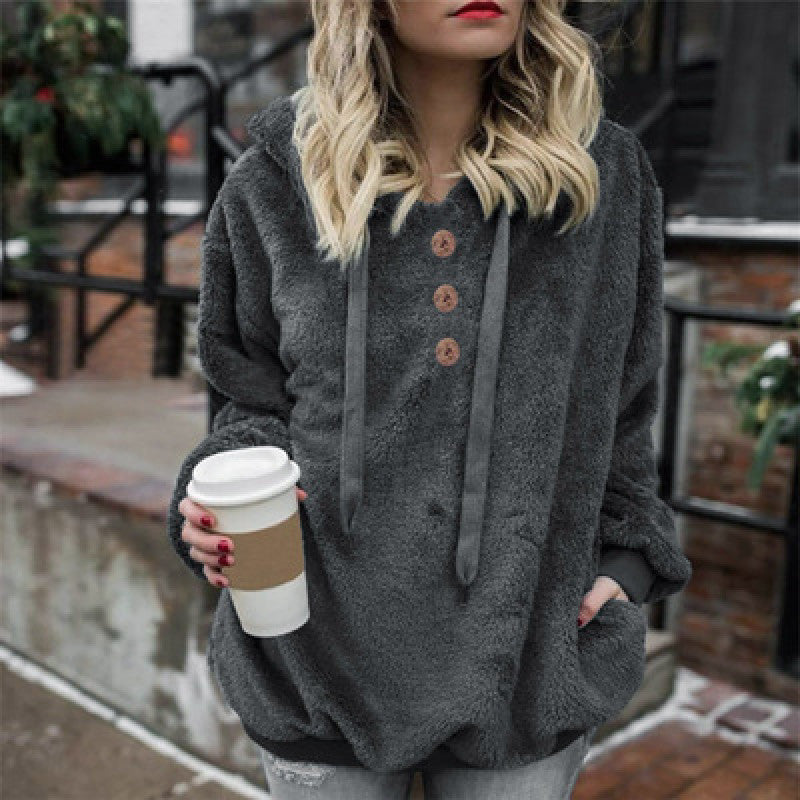 Women's Slim Fit Long Sleeve Solid Color Hoodie