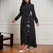 Plus-size Elegant Half-neck Polka-dot Print Dress