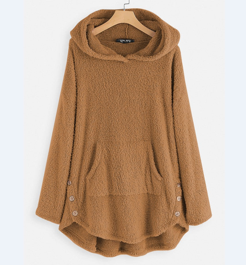 Women's Double-Sided Fleece Hooded Pullover Sweater