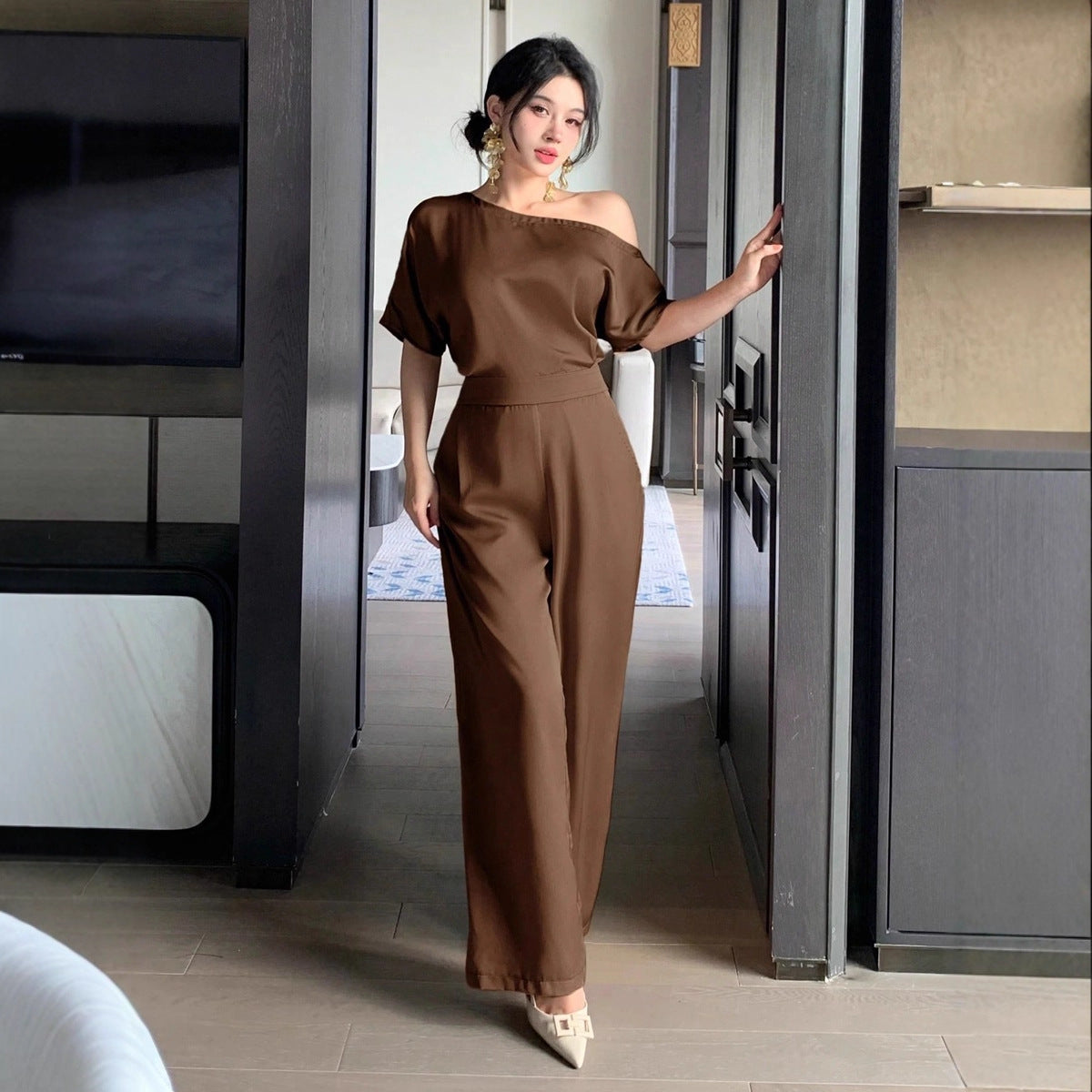Elegant Asymmetrical One-Piece Formal Jumpsuit