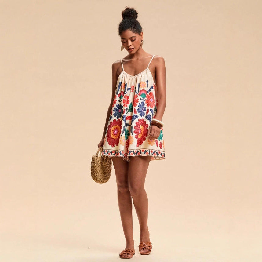 Floral Strap Jumpsuit Casual Resort Romper