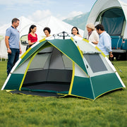 Automatic Camping Tent Automatic Instant Setup Camping Tent - 1-3/3-4 Person All-Season Tent with Dual Doors & Mesh Windows, Windproof Lightweight Green/Yellow Tent for Camping, Hiking, Hunting, Tr...
