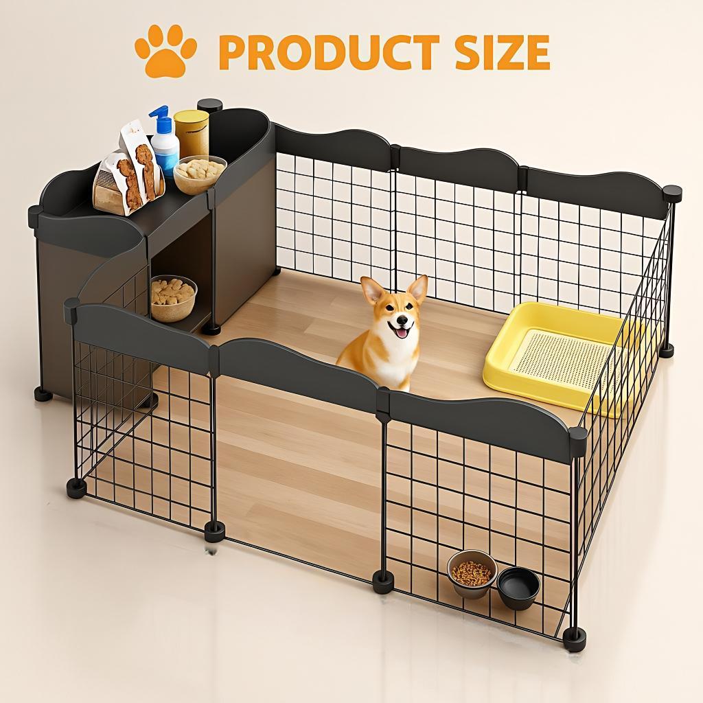 Luxury Small Dog Playpen With Private Toilet Area & Soft Cushioned Bed - Portable Puppy Pen With Removable Tray, Expandable Crate For Pomeranian, Chihuahua, Shih Tzu - Ideal Gift For Indoor/ Use,