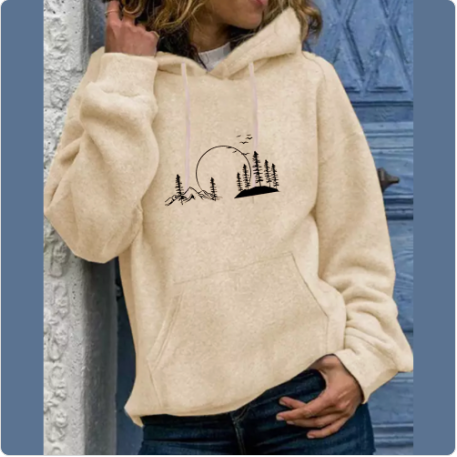 Casual Solid Color Loose Pullover Hoodie for Students