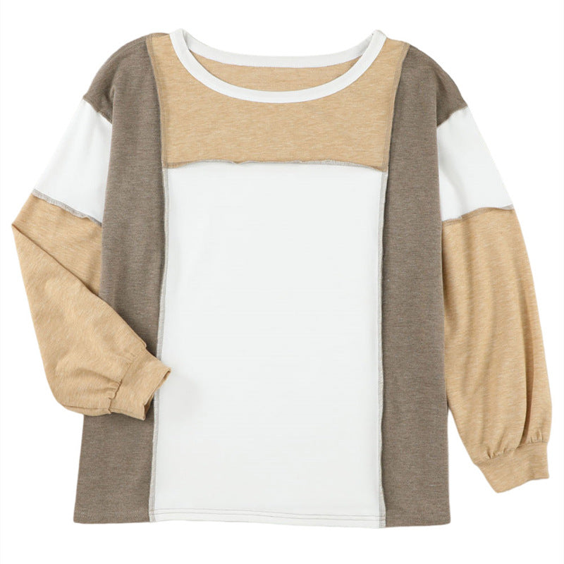 Cozy Colorblock Loose Pullover Casual Sweater