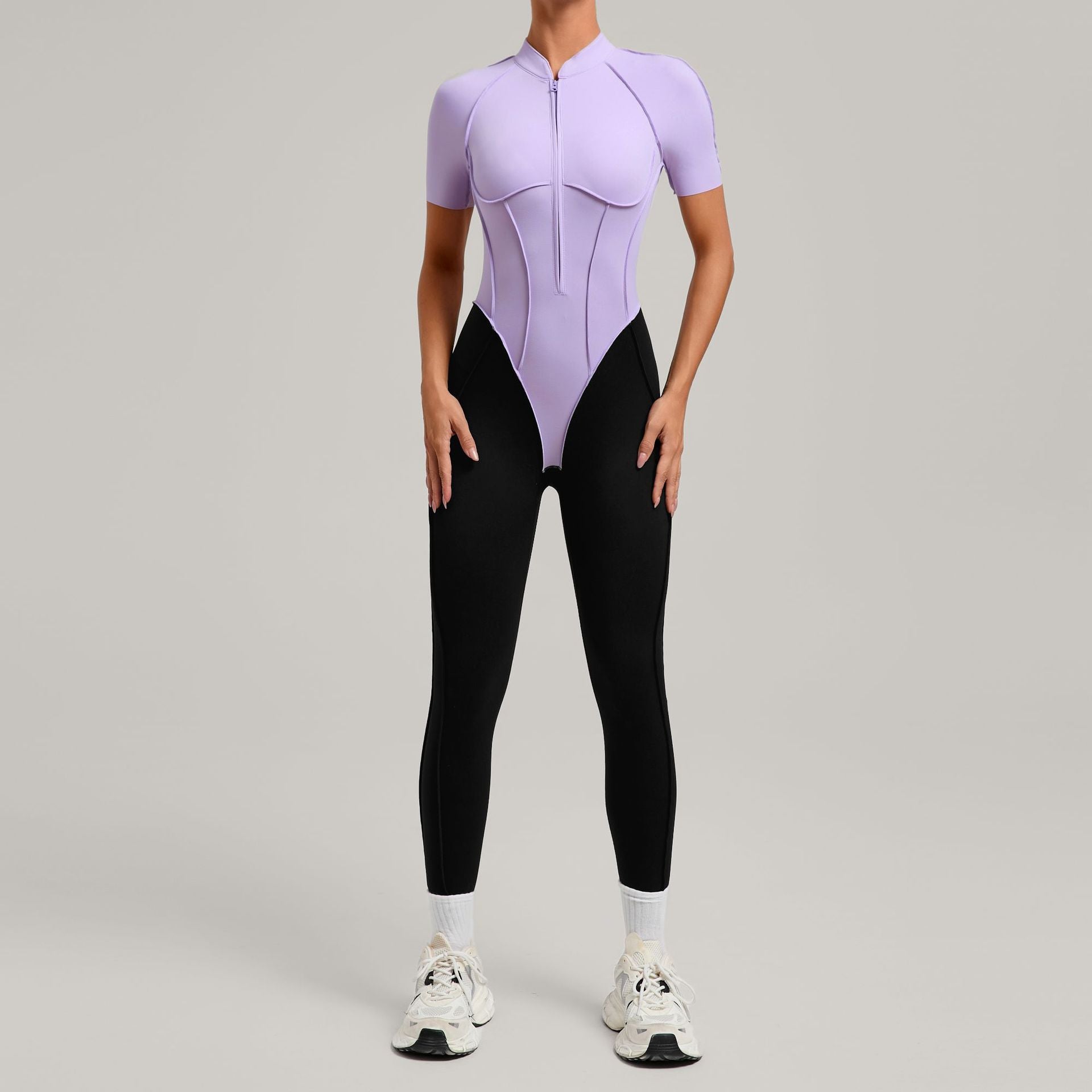 Color Block Athletic Yoga Jumpsuit for Women