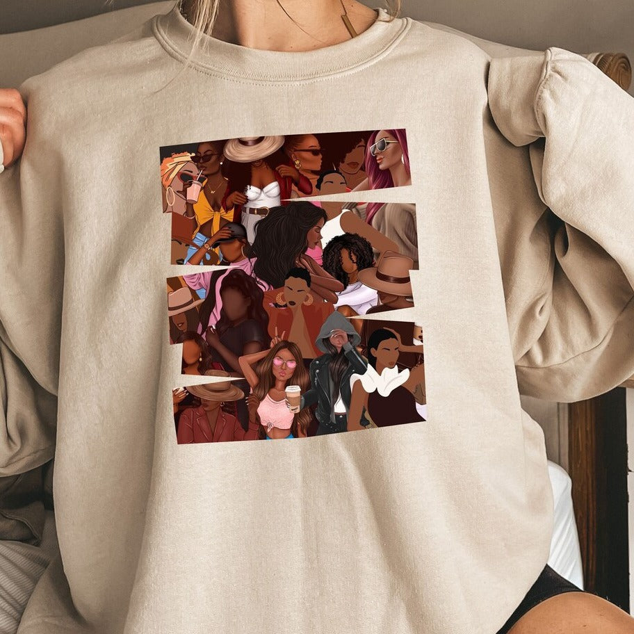 Chic Printed Long-Sleeve Round-Neck Women's Sweater