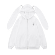 Cute Rabbit Ear Hooded Cotton Cardigan Dress