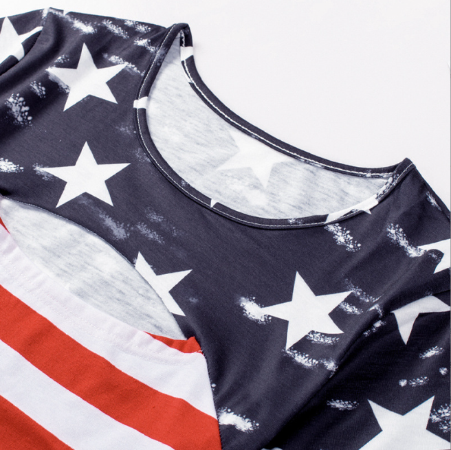 Contrast Striped Hollow Women's Casual Tee