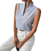 Slim Fit Sleeveless Top – Sky Blue Minimalist Chic