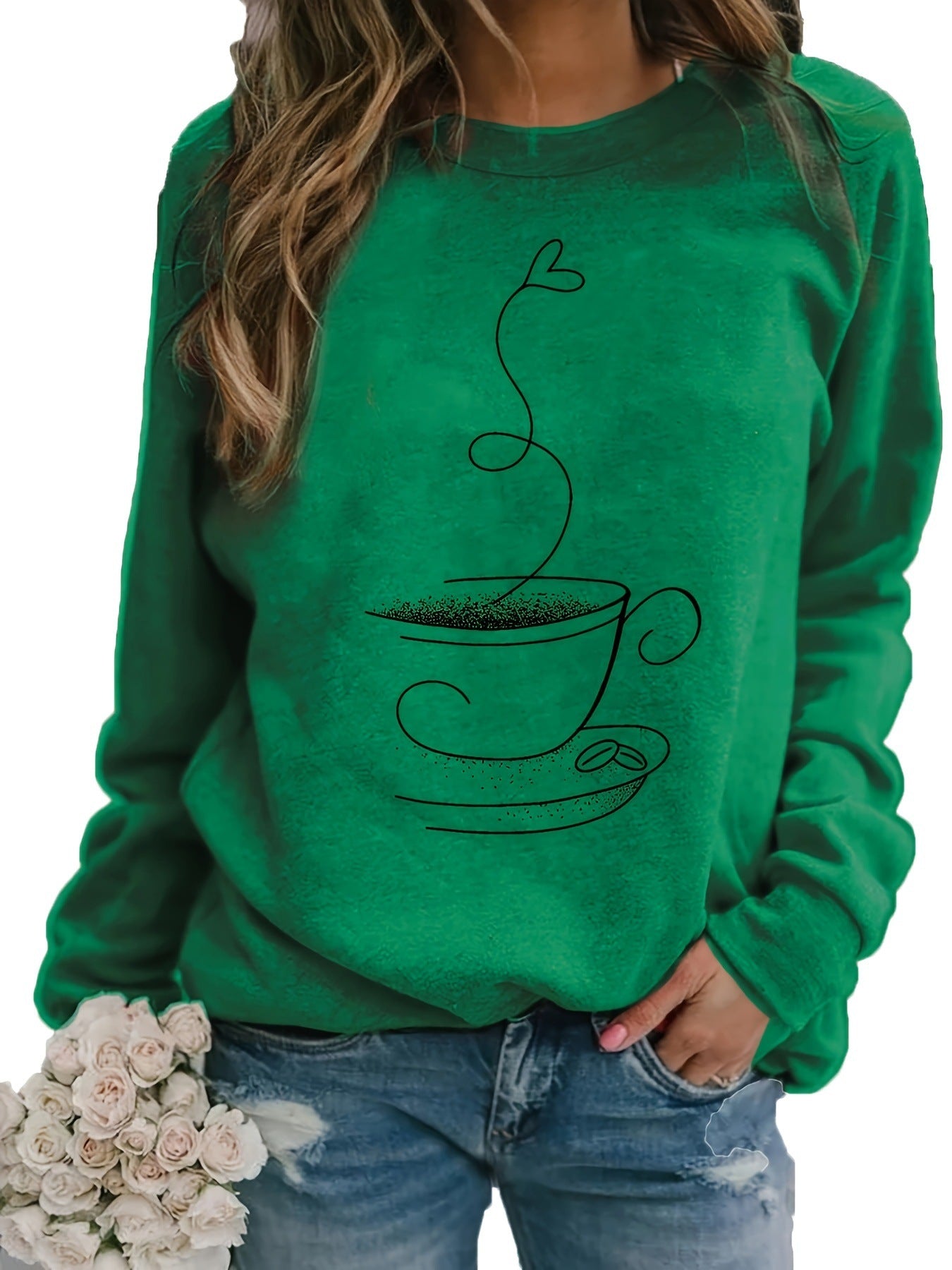 Women's Graphic Print Crew Neck Casual Sweater