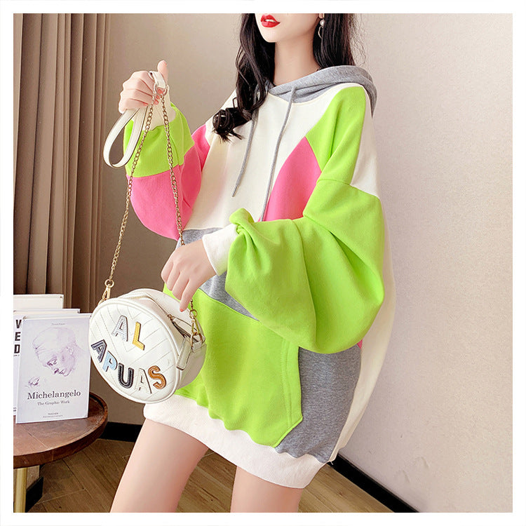 Cozy Color-Block Hooded Sweater for Women