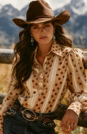 Casual Collared Puff Sleeve Long-sleeved Shirt