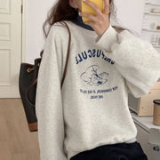 Women's Fleece-Lined Thick Round Neck Loose Fashion Sweater
