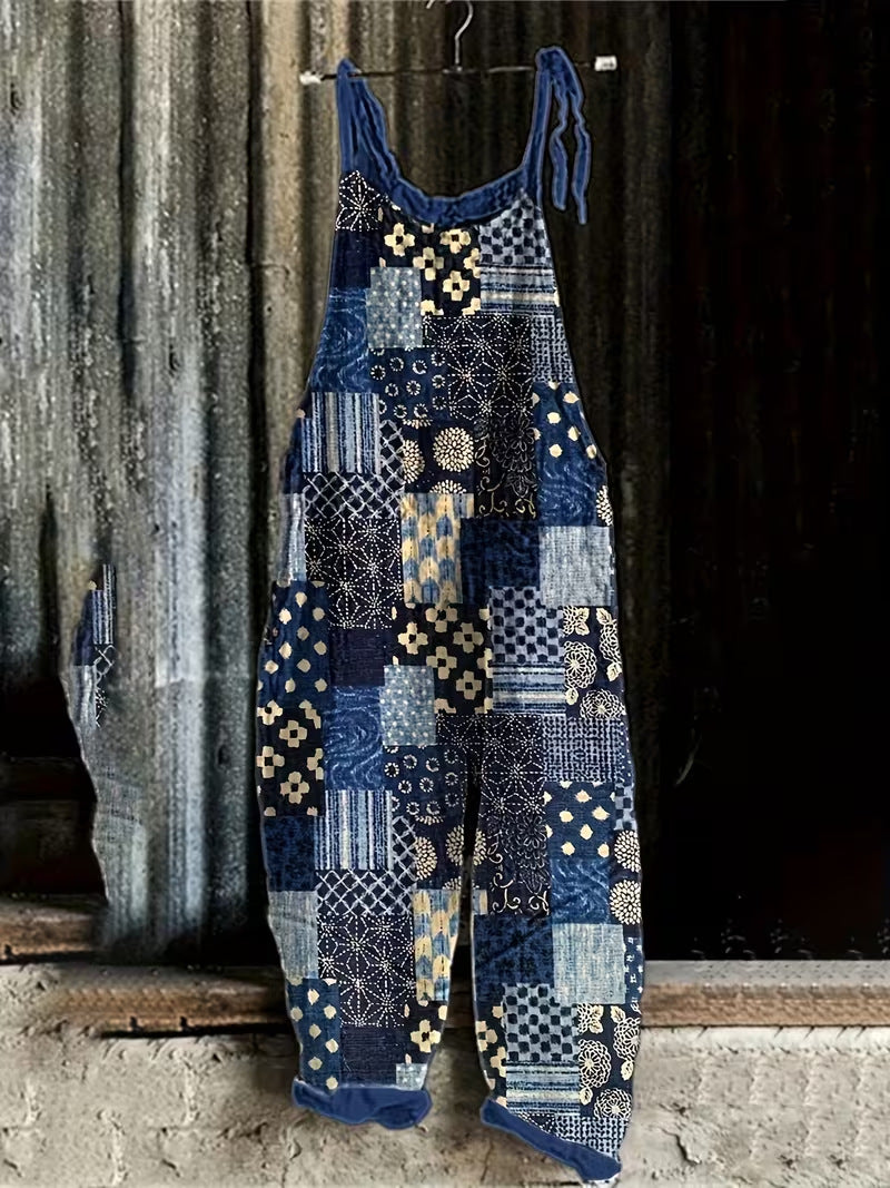 3D Printed Casual Suspender Overalls & Wide-Leg Pants
