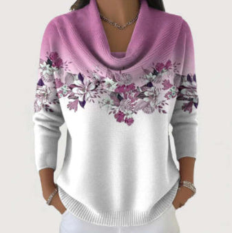 Womens Loose-fit Knitted Sweater with a Printed Design