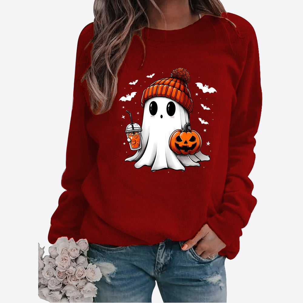 Halloween Print Long Sleeve Pullover Sweater