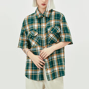New Summer Design American-style Vintage Plaid Shirt