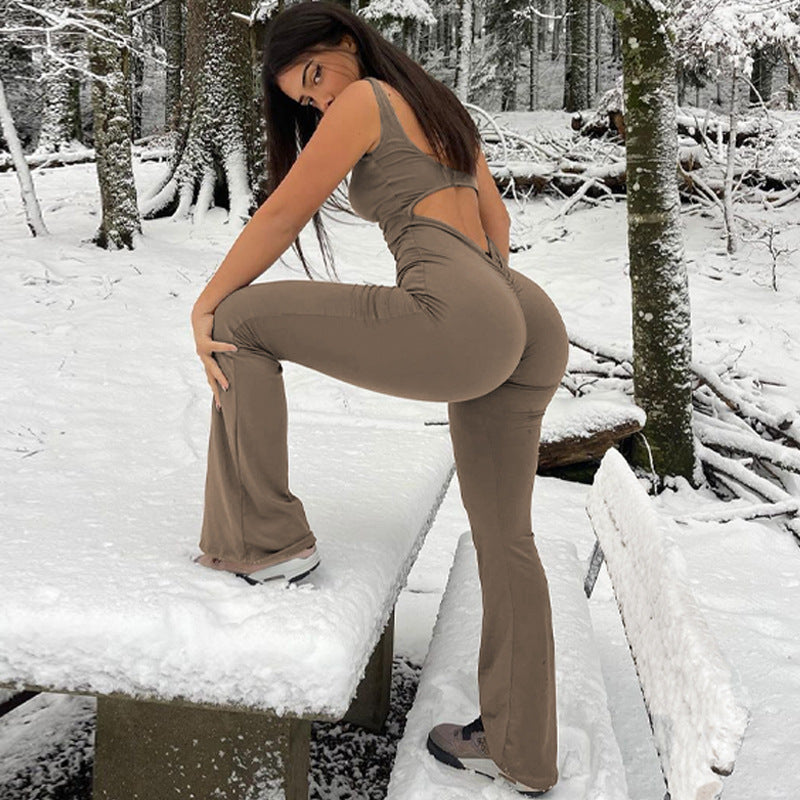 Women's Solid Backless Slim Fit Jumpsuit