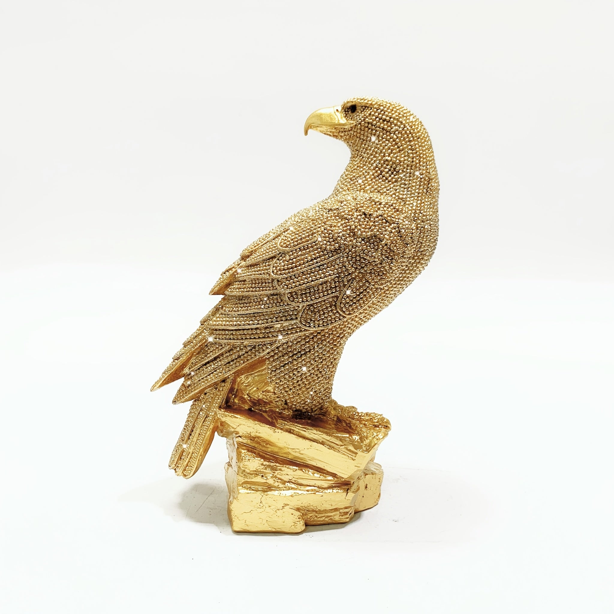 Golden Resin Eagle Sculpture – 3D Figurine for Living Room and Office Desk