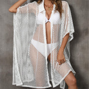 Chic Mesh-Panel Collar Irregular Dress
