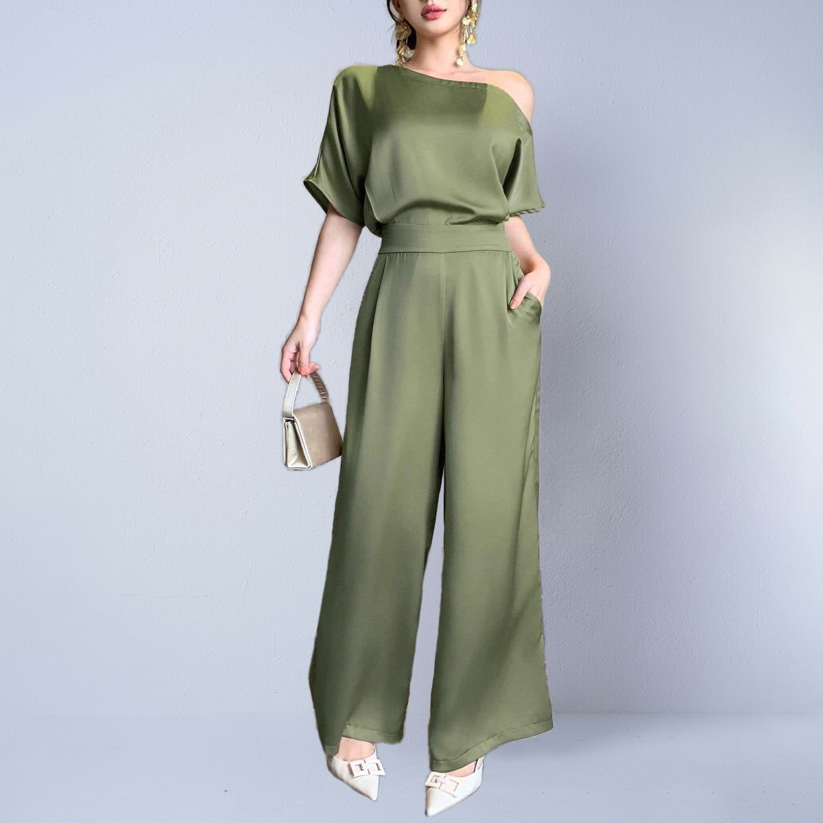 Silky Asymmetrical Elegant Women's Jumpsuit