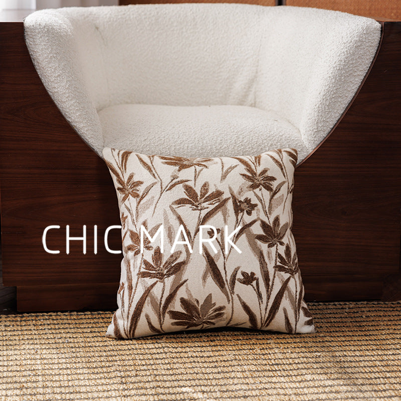 Floral Jacquard Throw Pillow - 45x45cm Decorative Cushion