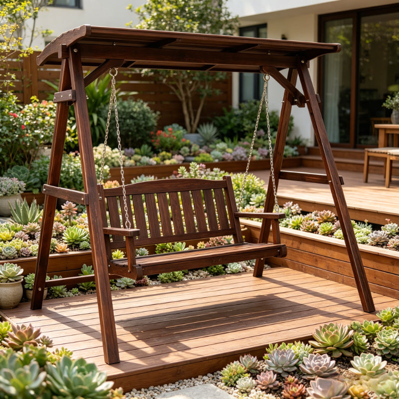 5.4 X 4.4 X 5.7Ft Carbonized European Spruce Wooden Swing Stand, Water-Based Paint, for 4Ft Swing Chair, 600Lbs Capacity