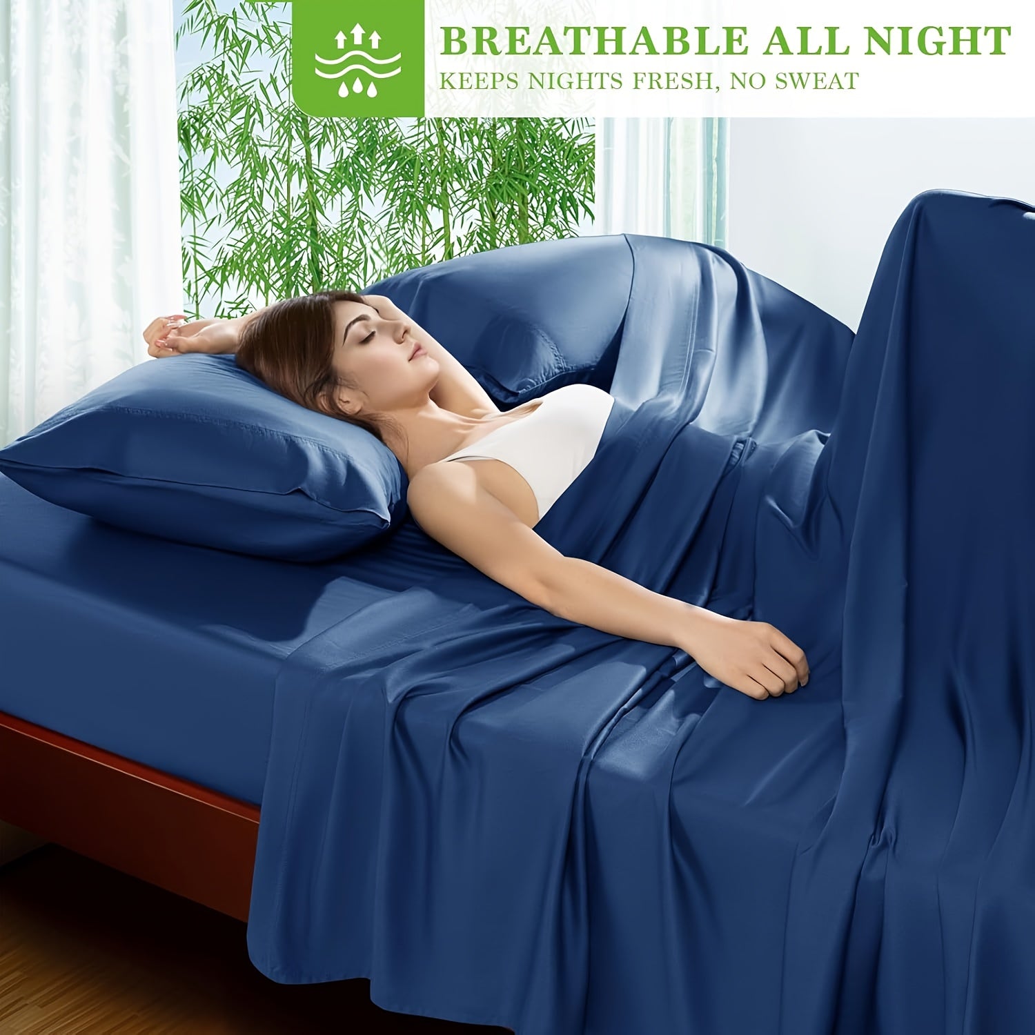 6pcs Bamboo Bed Sheet Set - 100% Viscose Derived From Bamboo - Ultra Soft & Luxuriously Cooling Bed Sheets - Deep Pocket Up to 16" - Hotel Silky Bedding Set - Perfect for Hot Sleepers, Bamboo Bed Shee