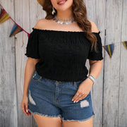 Slim Fit Black Halter Neck Crop T-Shirt – Trendy Ruffle Detail