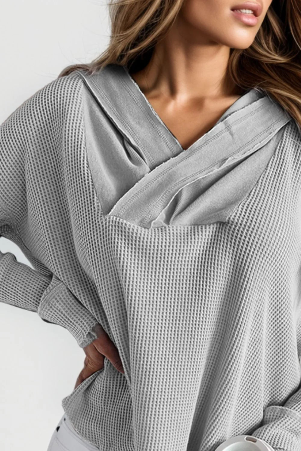 Women's Casual Solid Color Long Sleeve Hooded Pullover Sweater