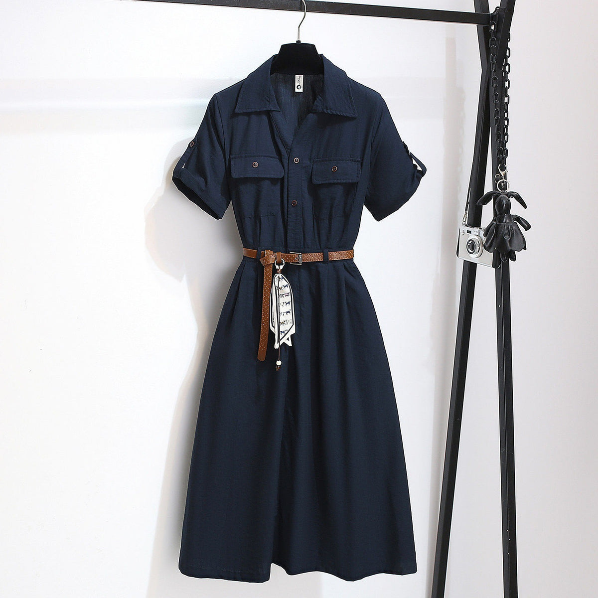 Summer New Waist-cinching A-line Shirt Dress