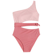 Girls' One-Shoulder Slim Fit One-Piece Swimsuit