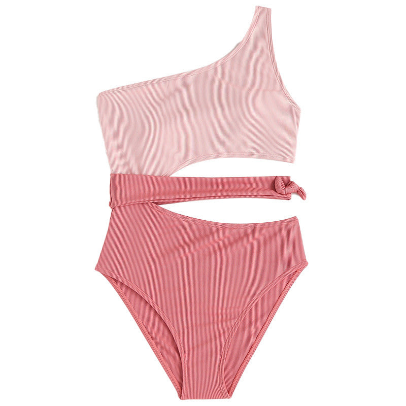 Girls' One-Shoulder Slim Fit One-Piece Swimsuit