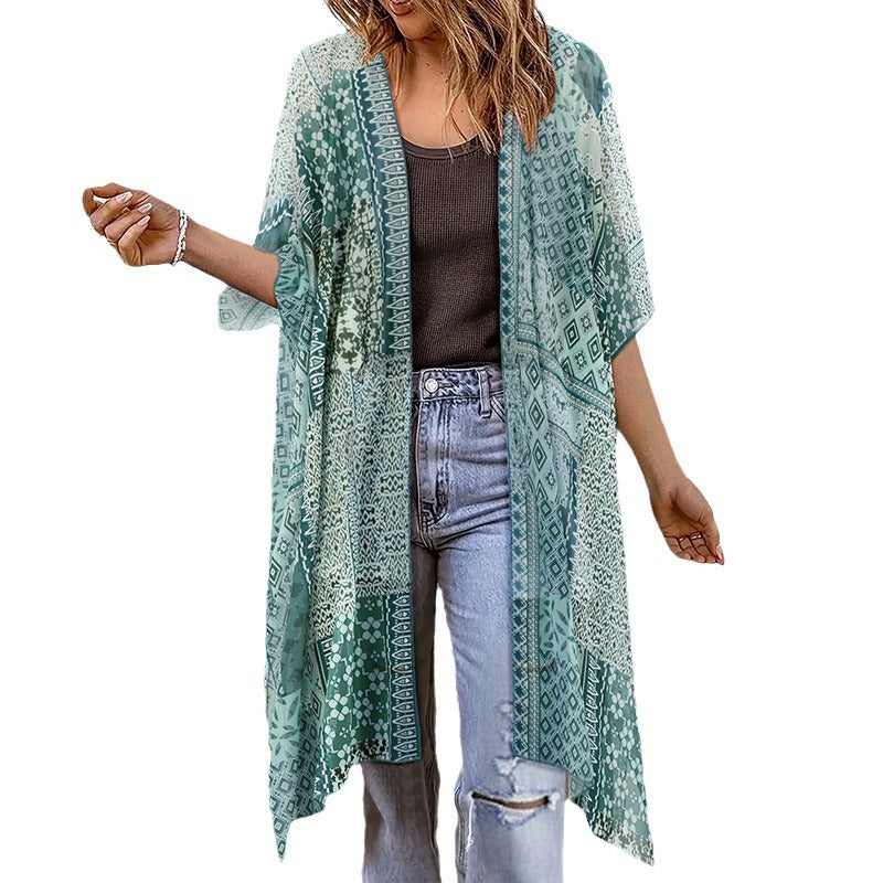 Printed Cardigan Multi-color Sun Protection Blouse Women