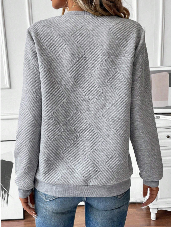 Women's Zip-Neck Long Sleeve Loose Sweatshirt