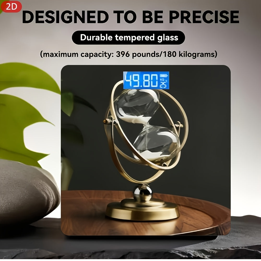 2D Flat Intelligent Electronic Scale with LED Display and Indoor Temperature, 10.23 x 10.23 cm