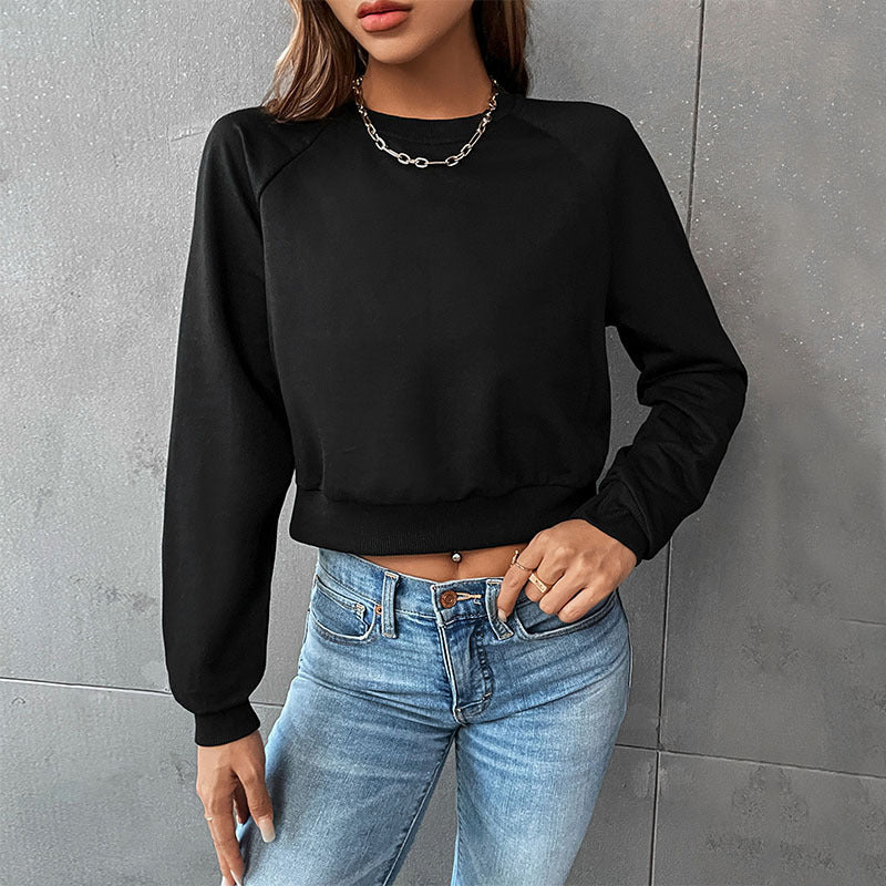 Women's Solid Long Sleeve Casual Pullover Hoodie