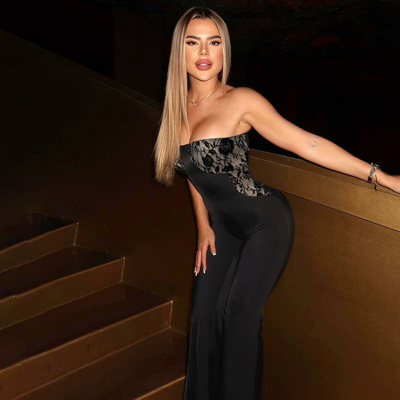 Women's Backless Tube Top Jumpsuit