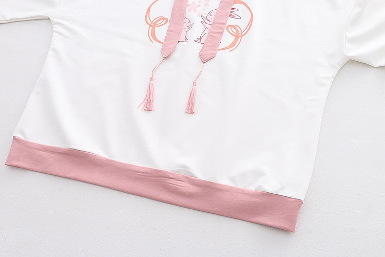 Cute Bunny Hooded Student Sweatshirt